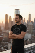 Execution Awareness Control Balance black graphic T-shirt by Grim Raven Labs
