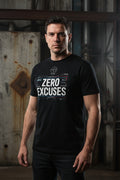 ZERO EXCUSES black graphic T-shirt by Grim Raven Labs