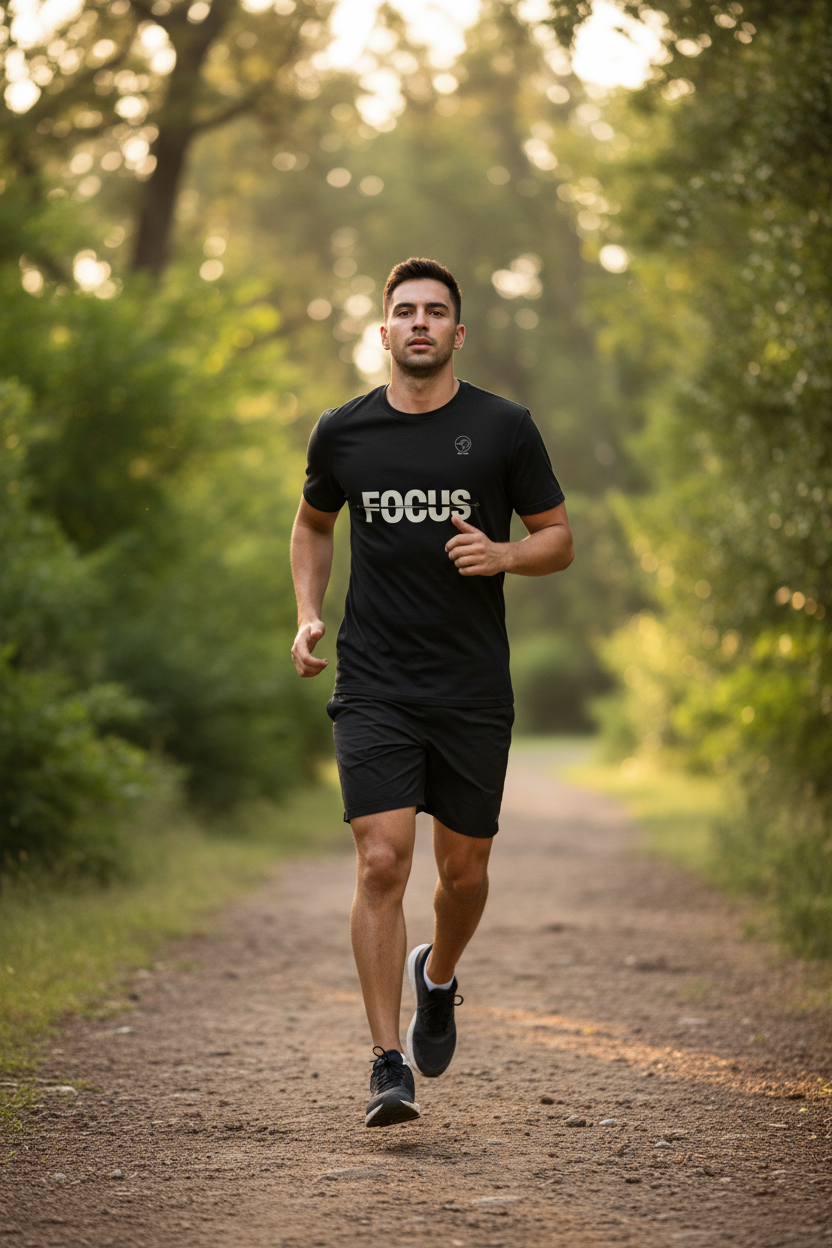 Focus black graphic T-shirt by Grim Raven Labs