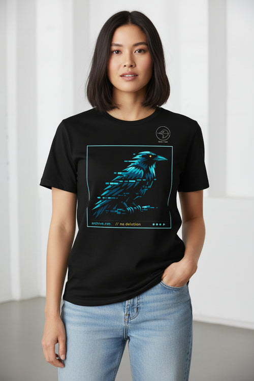 Digital Raven alternate black T-shirt mockup by Grim Raven Labs